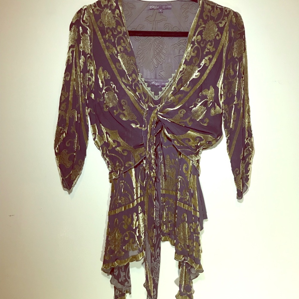 Two piece silk top and cover up